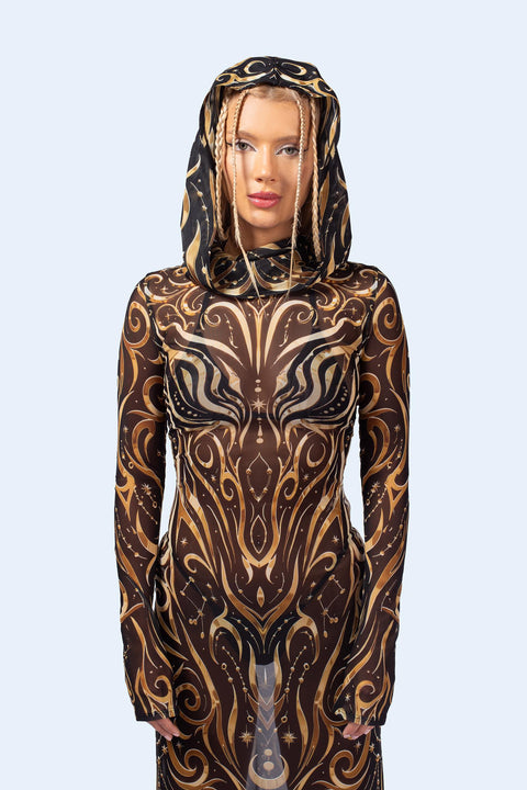 C[Burning Man 2026] Sacred Signal Maxi Hooded Dress