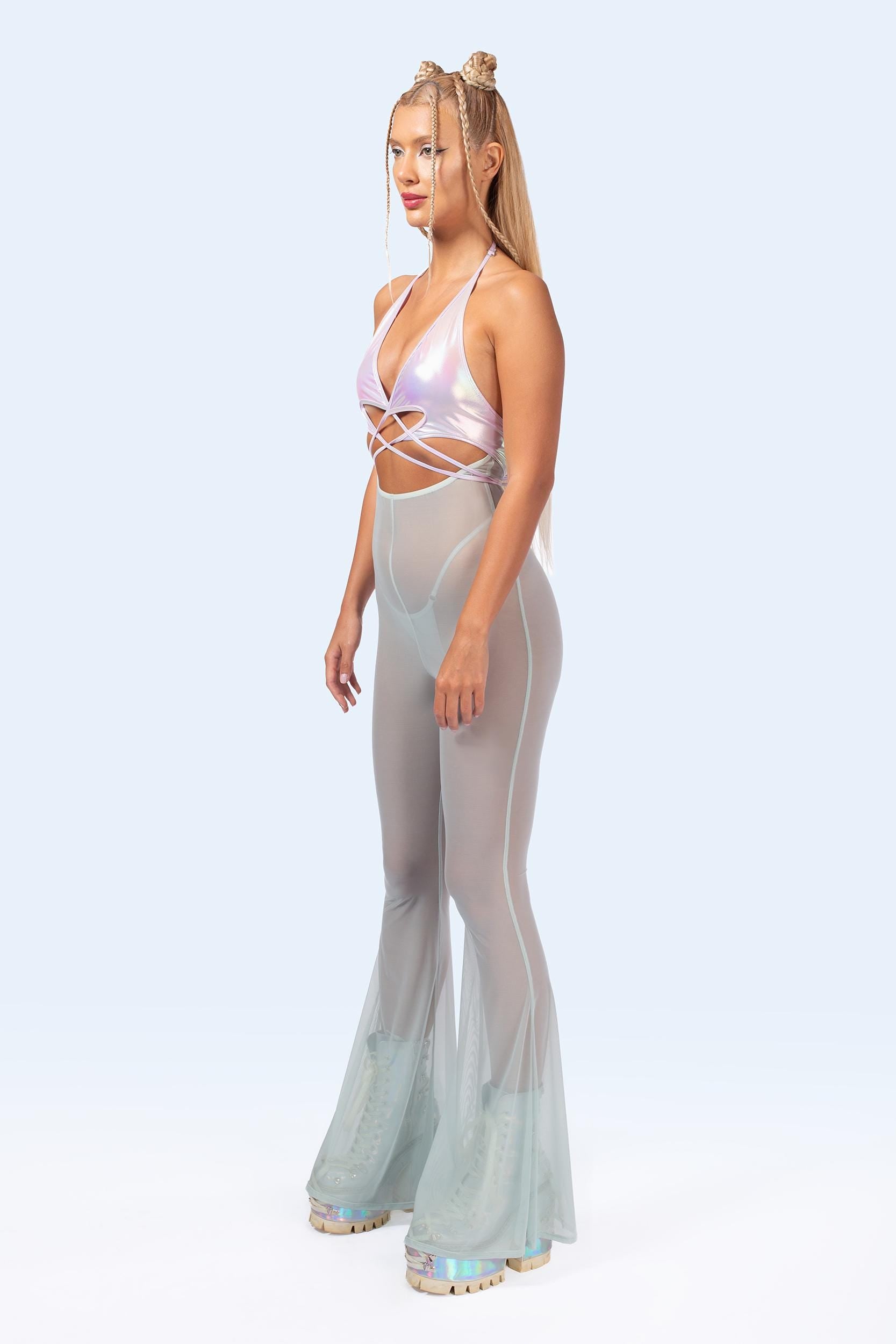 BADINKA C[Burning Man 2026] Soft Mirage Front Cross Romper Cut-out, flowy, halter-neck