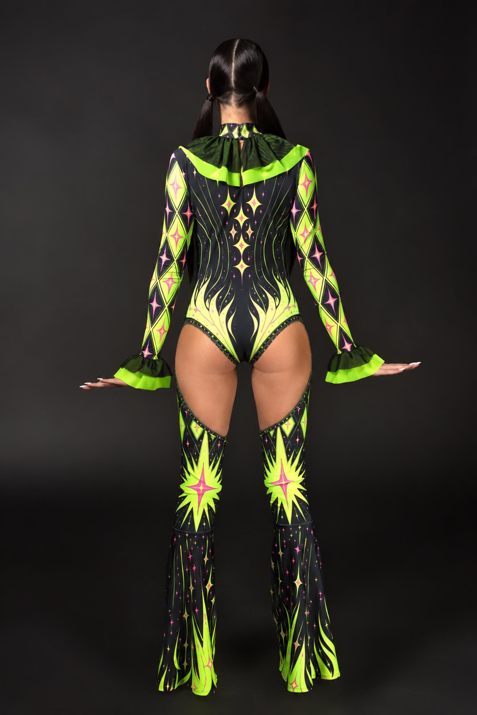 BADINKA Bad Joke Ruffled Collar Catsuit Clown, neon-uv