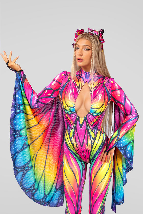 Color Overdose Flared Winged Catsuit