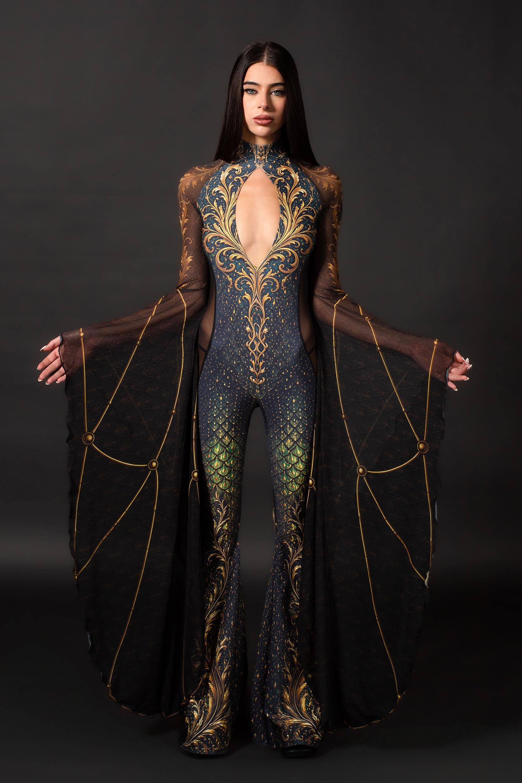 BADINKA Divine Affair Keyhole Veil Catsuit Halloween