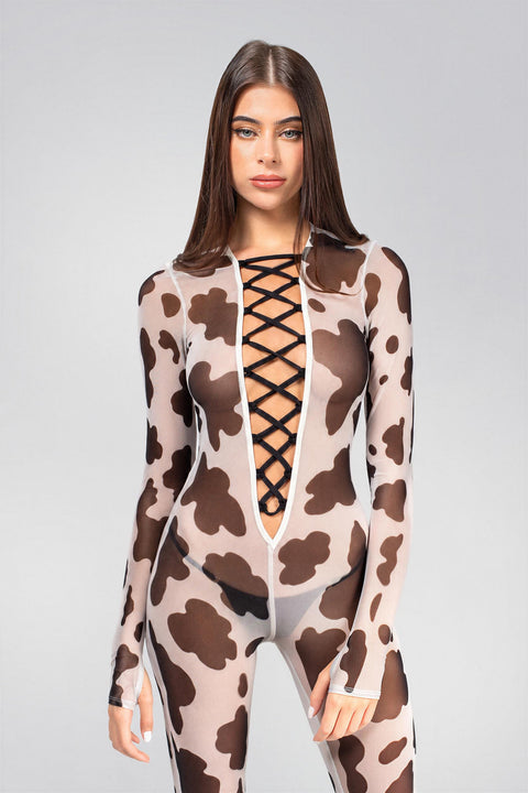 Milk Me Lace Up Catsuit