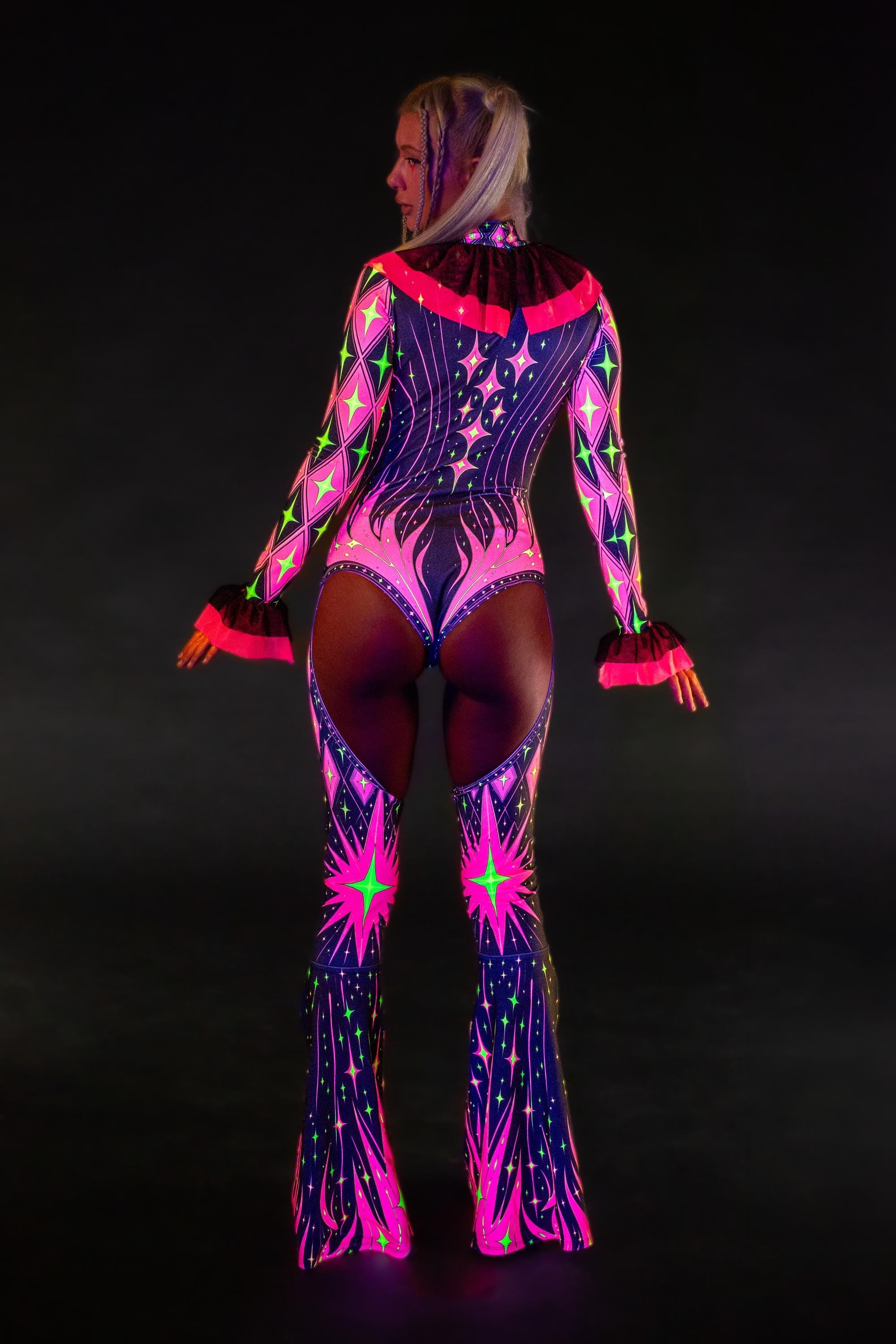 BADINKA Women Really Bad Joke Ruffled Collar Catsuit