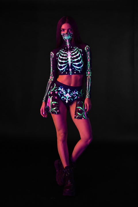 Afterlife Club Masked Sleeve Crop Top