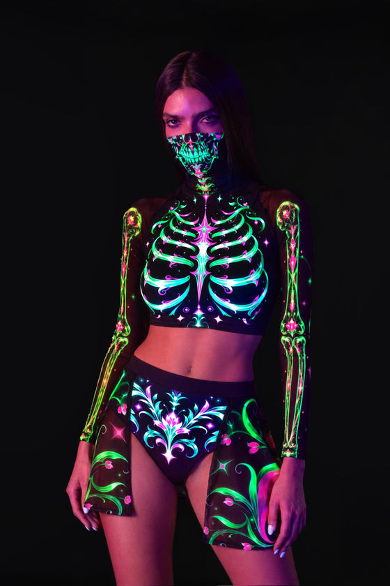 Afterlife Club Masked Sleeve Crop Top