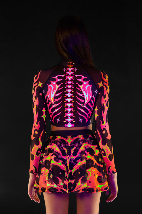 Pretty Dead Masked Sleeve Crop Top