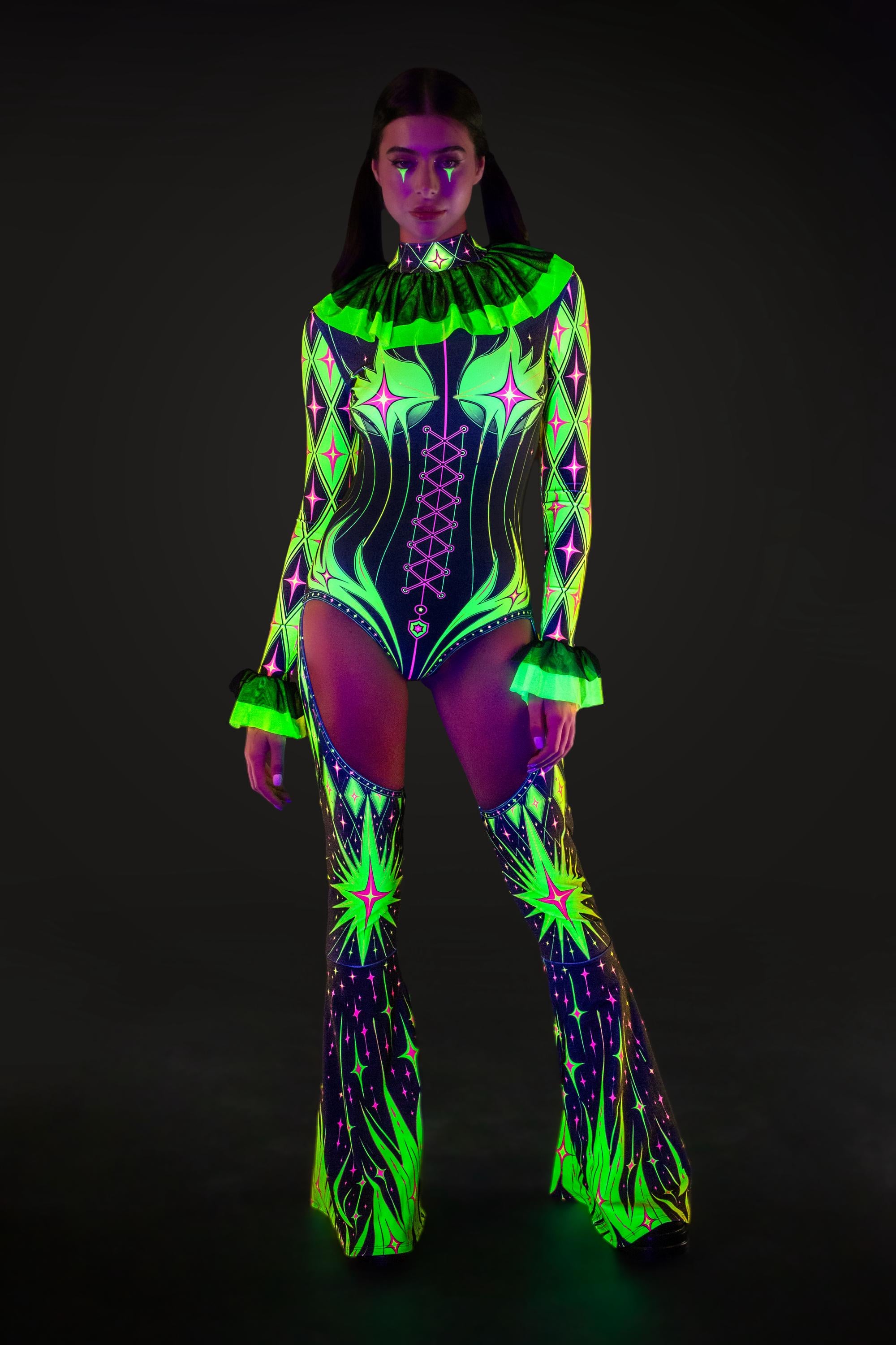 BADINKA Bad Joke Ruffled Collar Catsuit Halloween