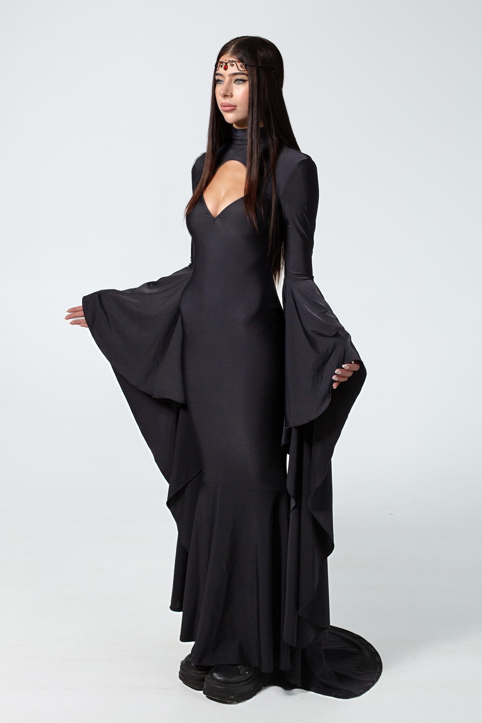 BADINKA Burried Feelings Draped Sleeve Maxi Dress Halloween