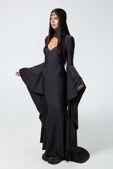 Burried Feelings Draped Sleeve Maxi Dress