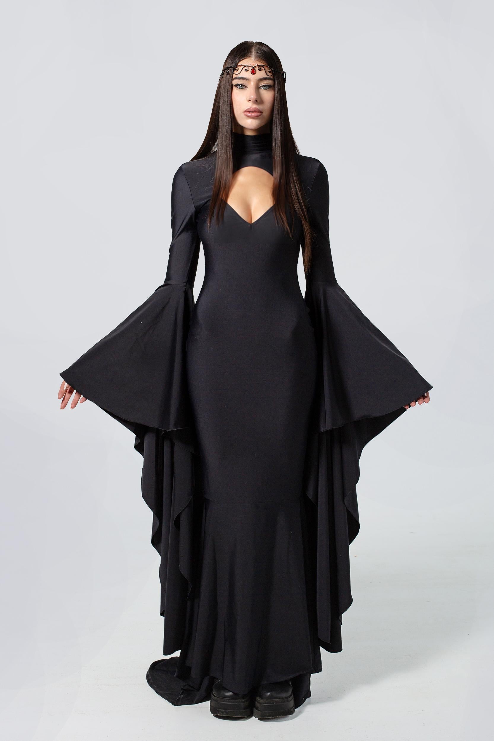BADINKA Burried Feelings Draped Sleeve Maxi Dress