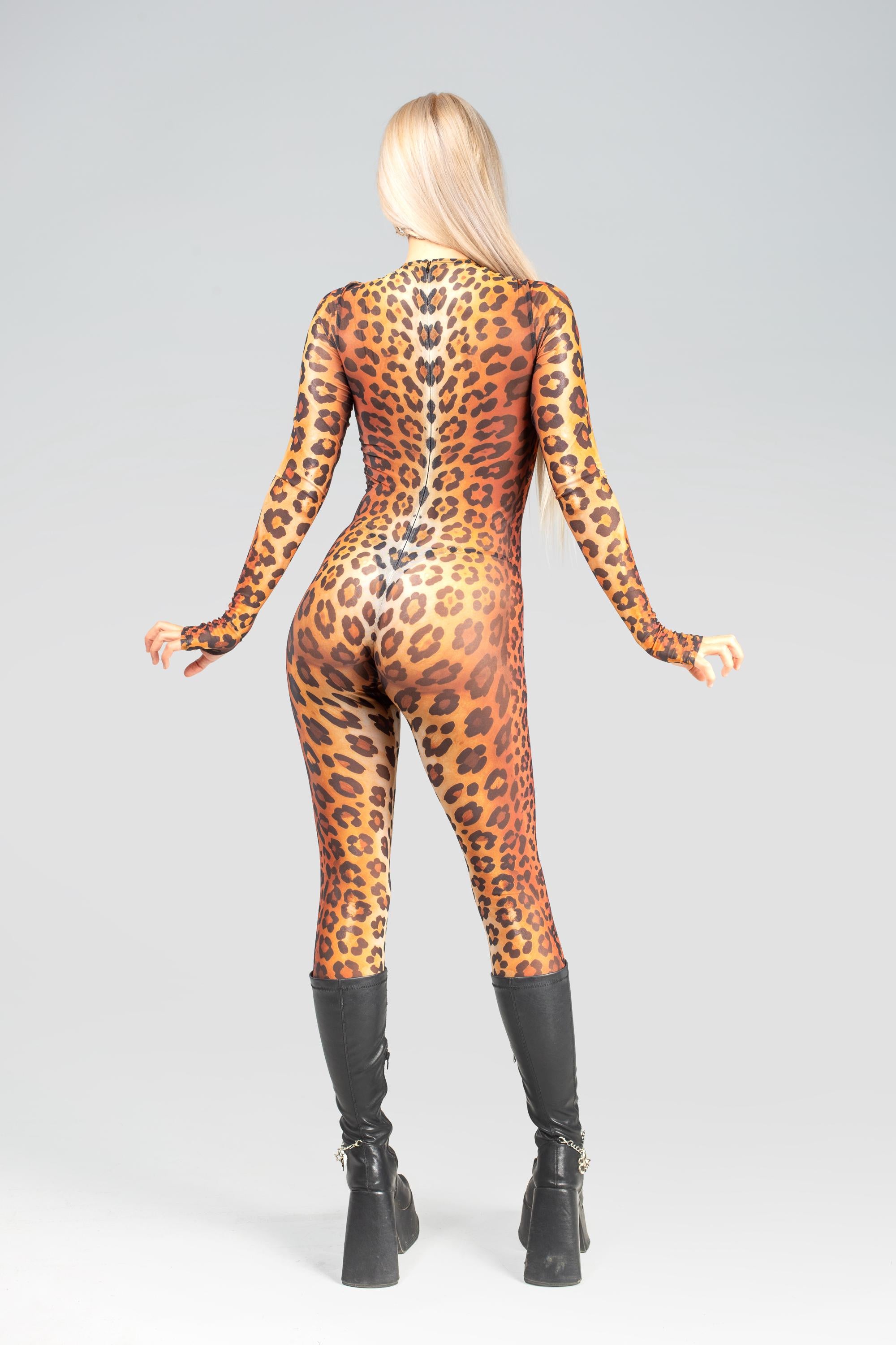 BADINKA Women Cat Call Lace Up Catsuit