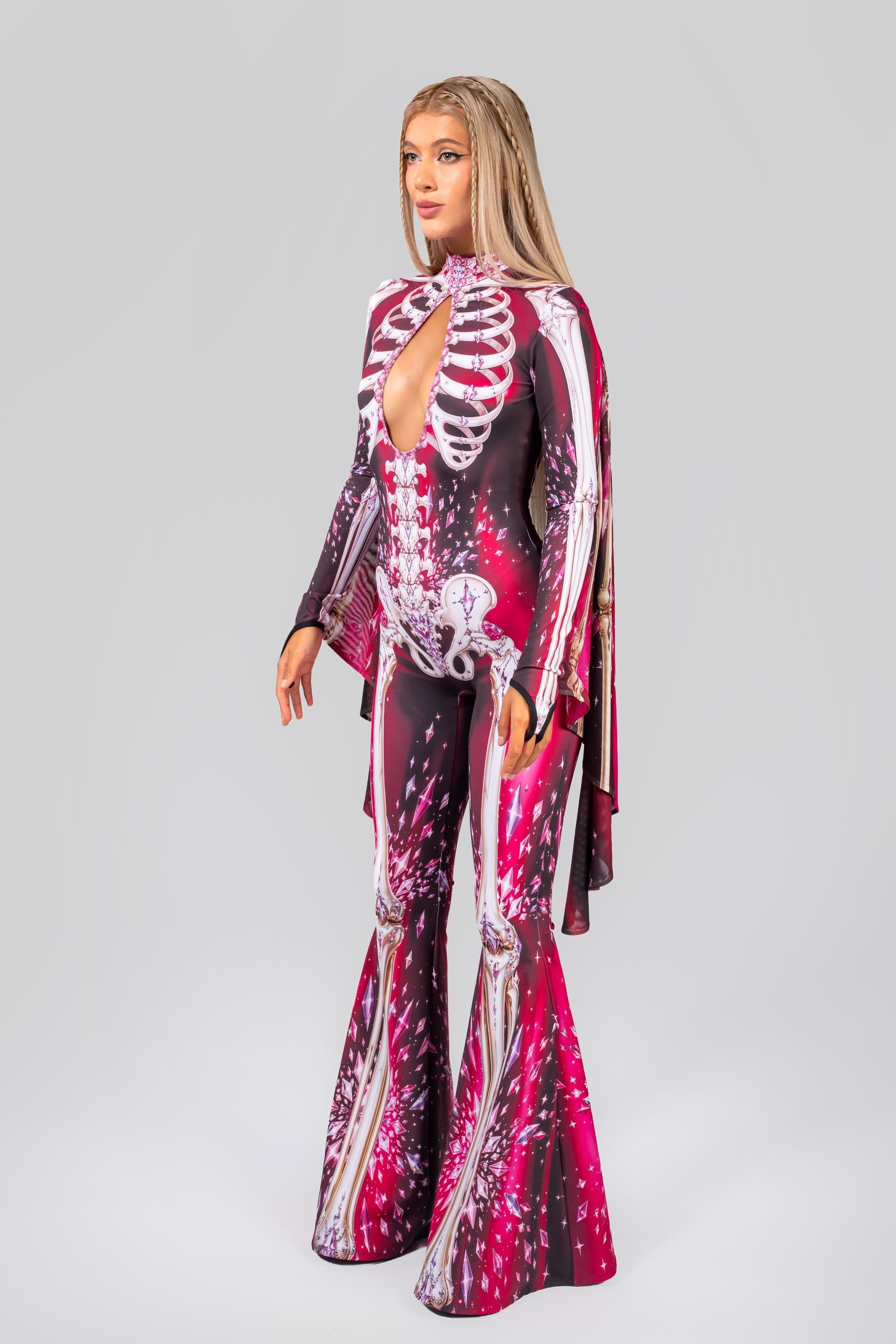 BADINKA Gone But Gorgeous Flared Winged Catsuit Mesh, spandex