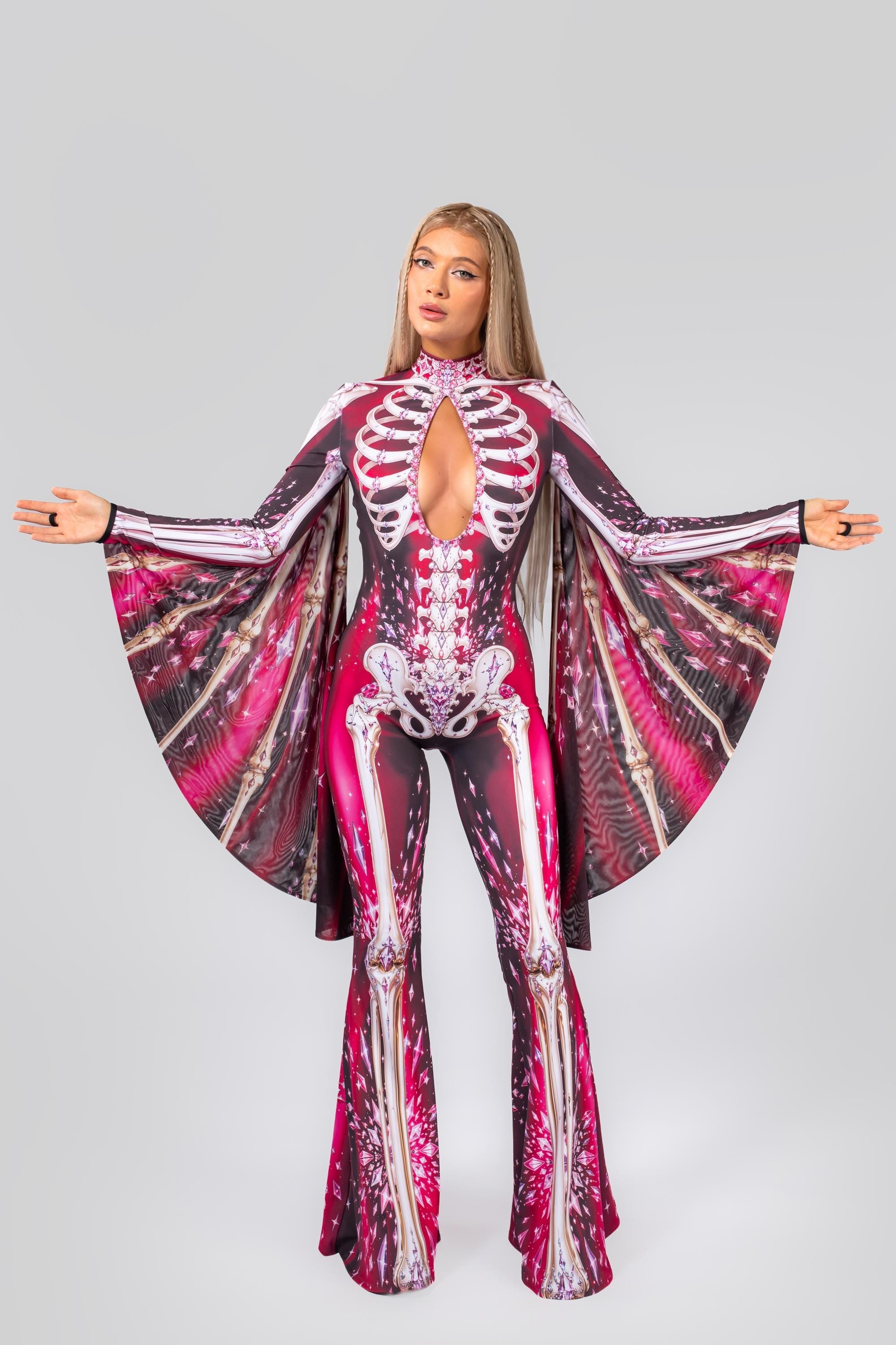 BADINKA Gone But Gorgeous Flared Winged Catsuit Halloween