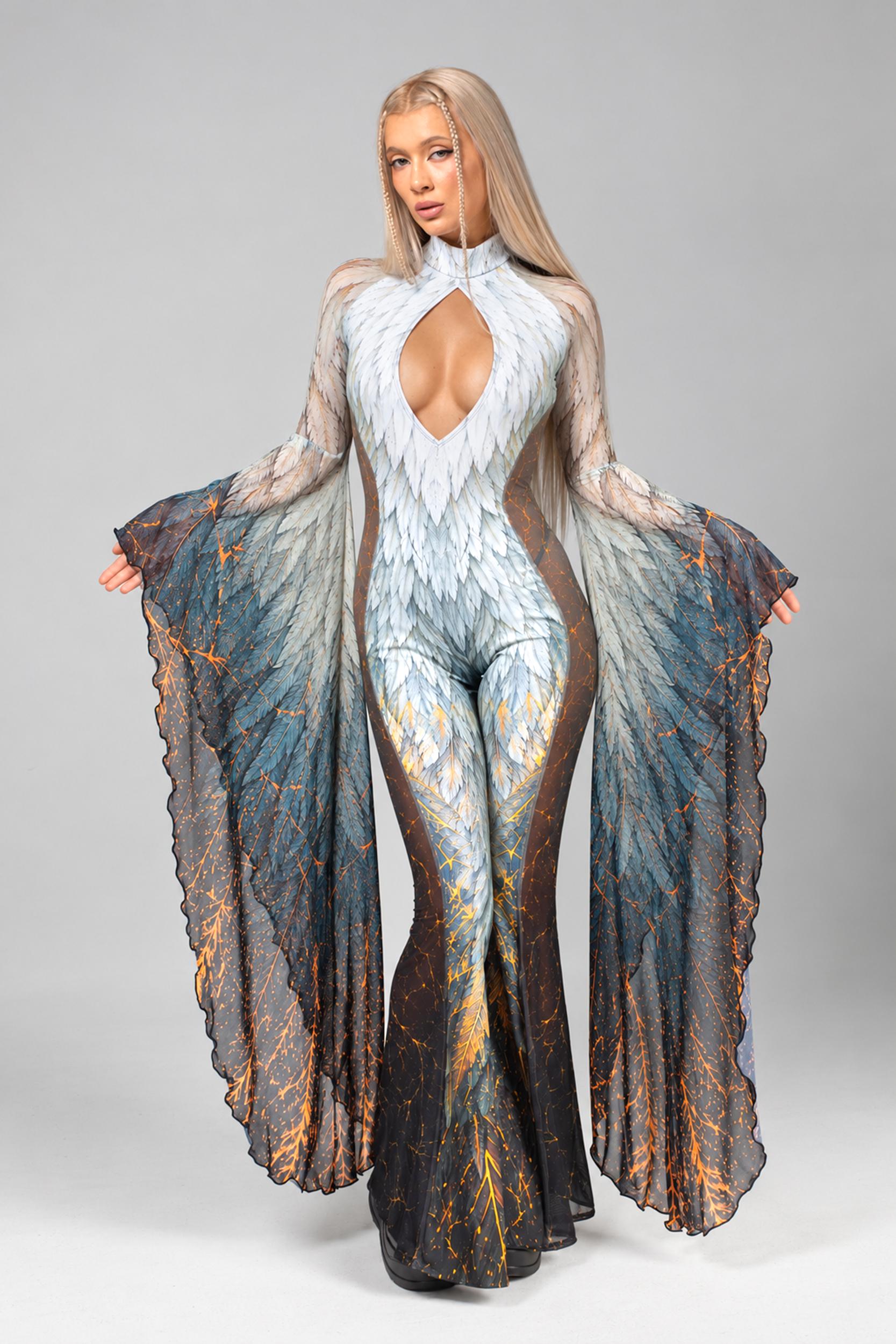 BADINKA Heaven Can Wait Keyhole Veil Catsuit Jungle, neon-uv