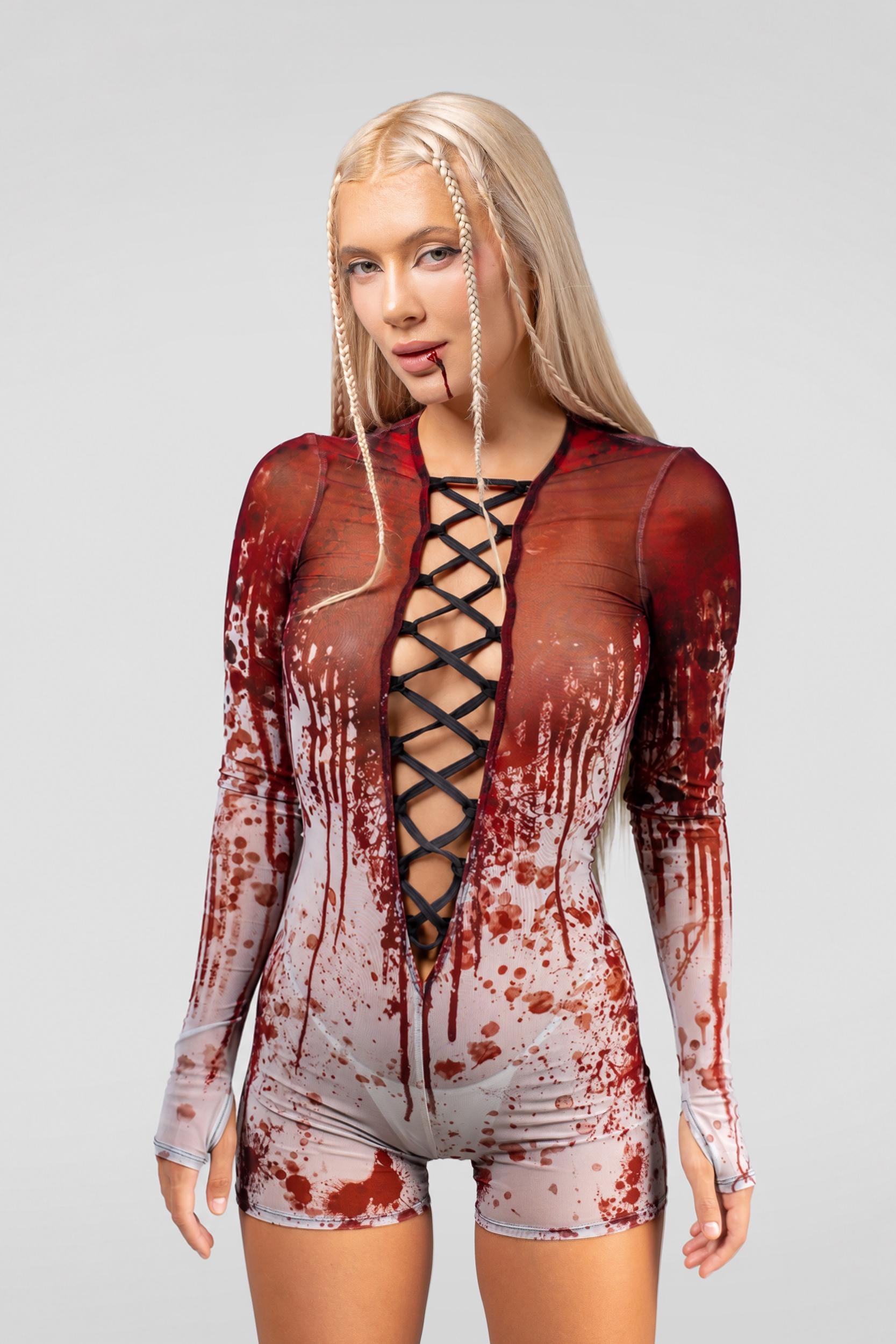 BADINKA No Alibi Lace Up Romper Lace-up