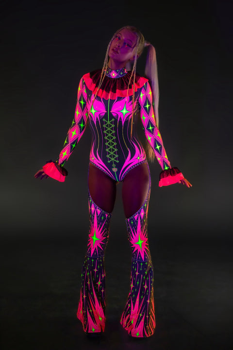 Really Bad Joke Ruffled Collar Catsuit