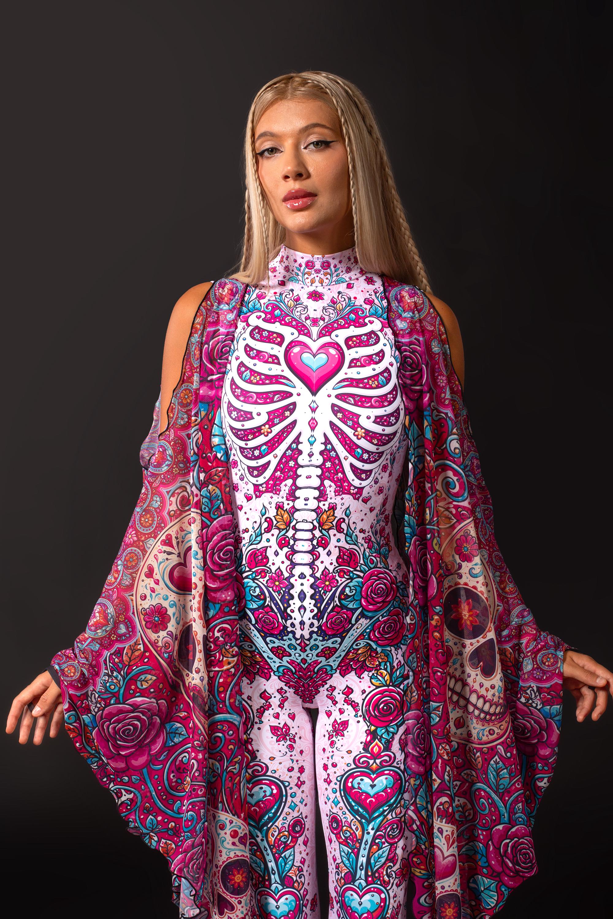 BADINKA Sweet Afterlife Slit Sleeve Catsuit Mesh, spandex