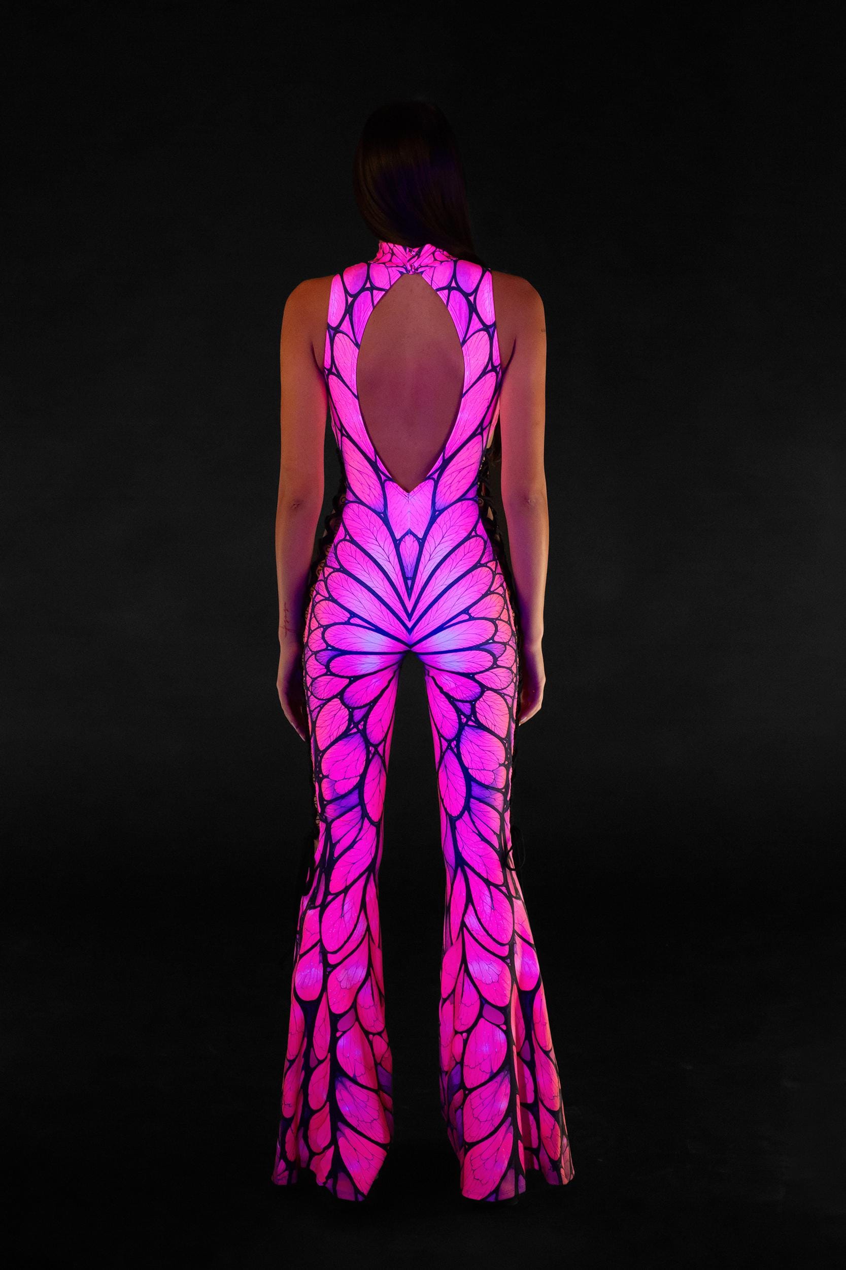 BADINKA Flutter Me Side Lace Jumpsuit Neon, spandex