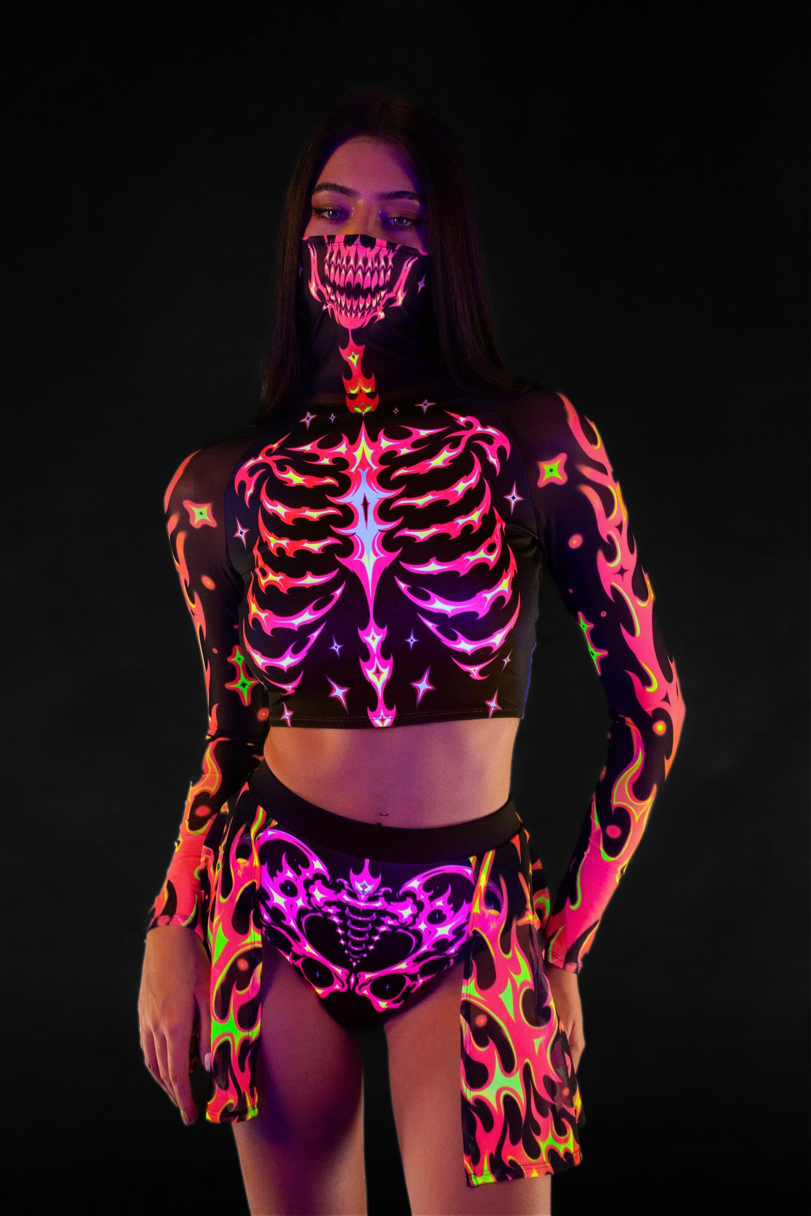 BADINKA Pretty Dead Masked Sleeve Crop Top
