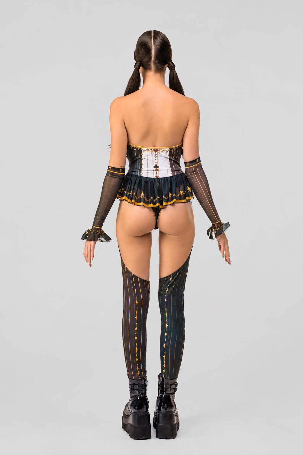 BADINKA Deal Me In Lace Up Chaps Costume Spandex