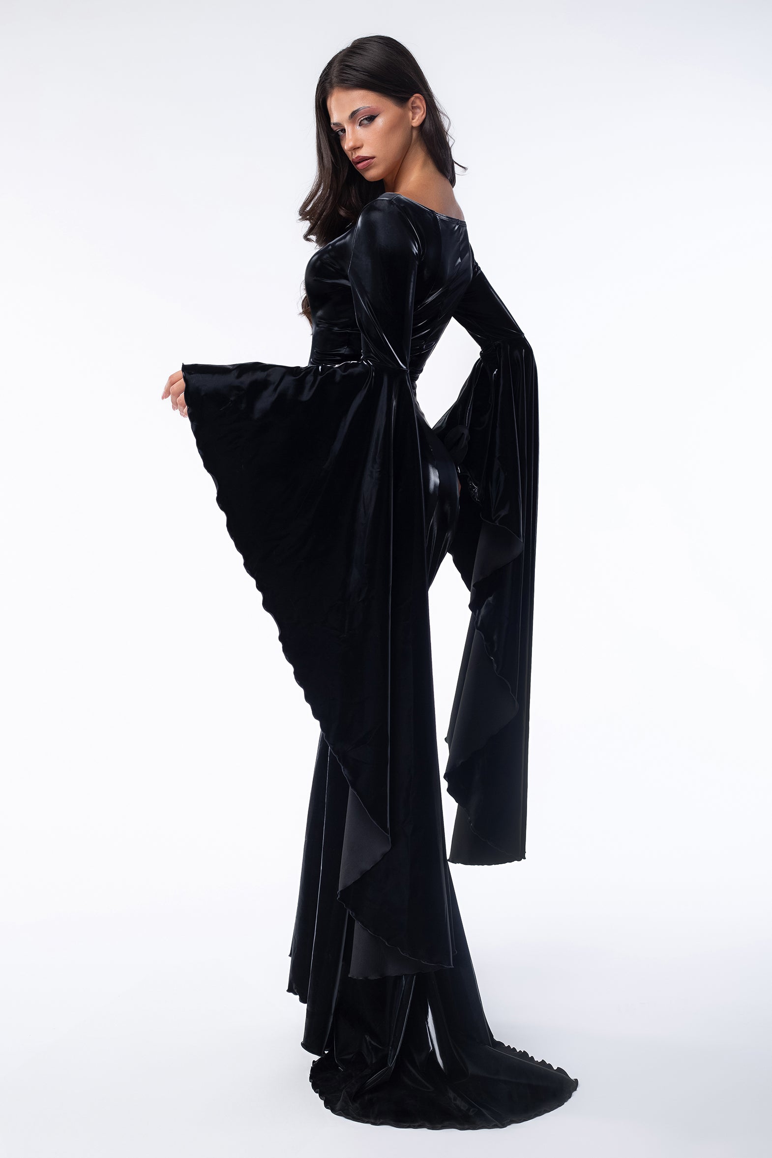 maxi halloween dress for women Plus Size Halloween Gothic Black Mesh Fringe Maxi Dress