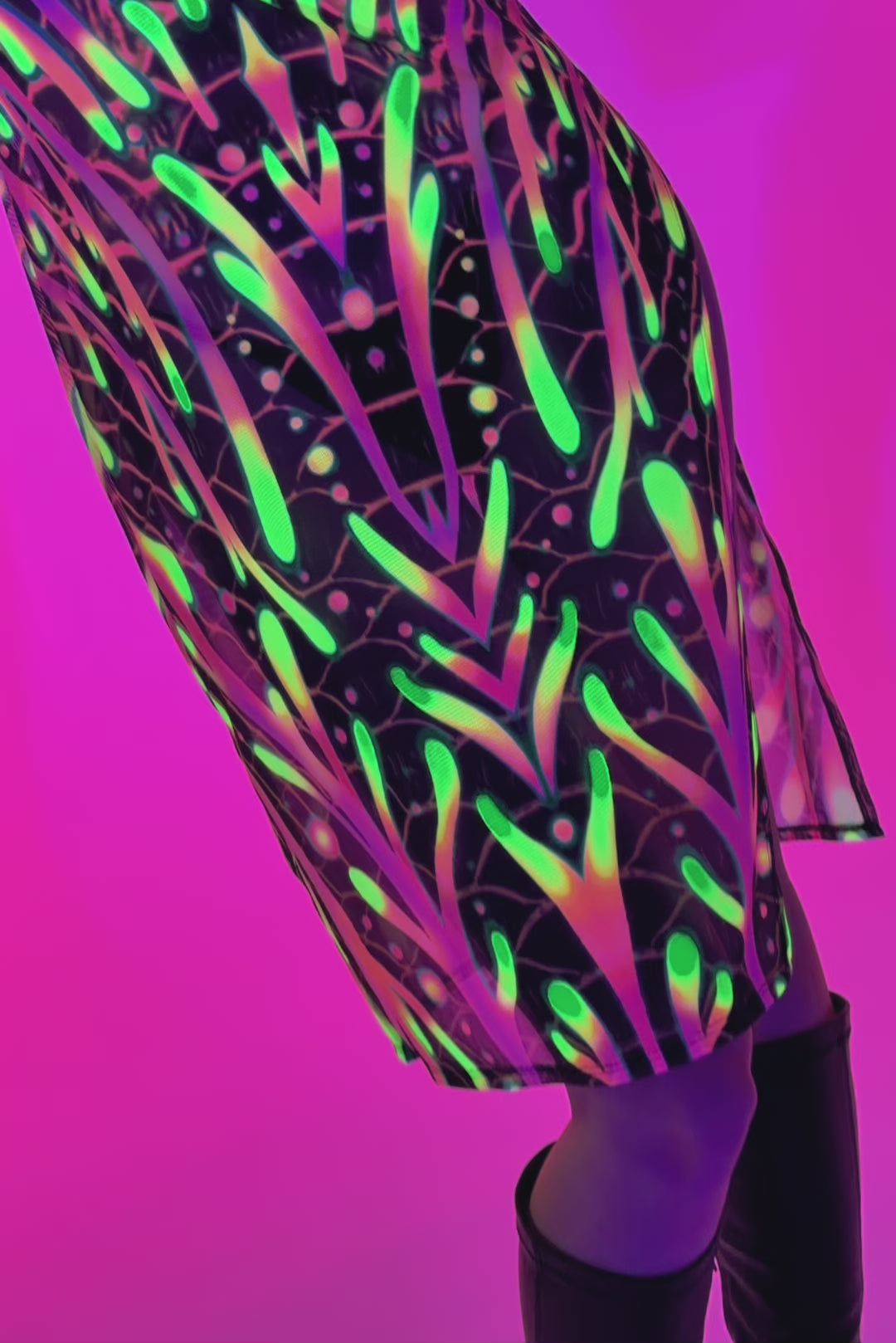 BADINKA Given Form Mesh Hooded Dress Neon-uv, psychedelic