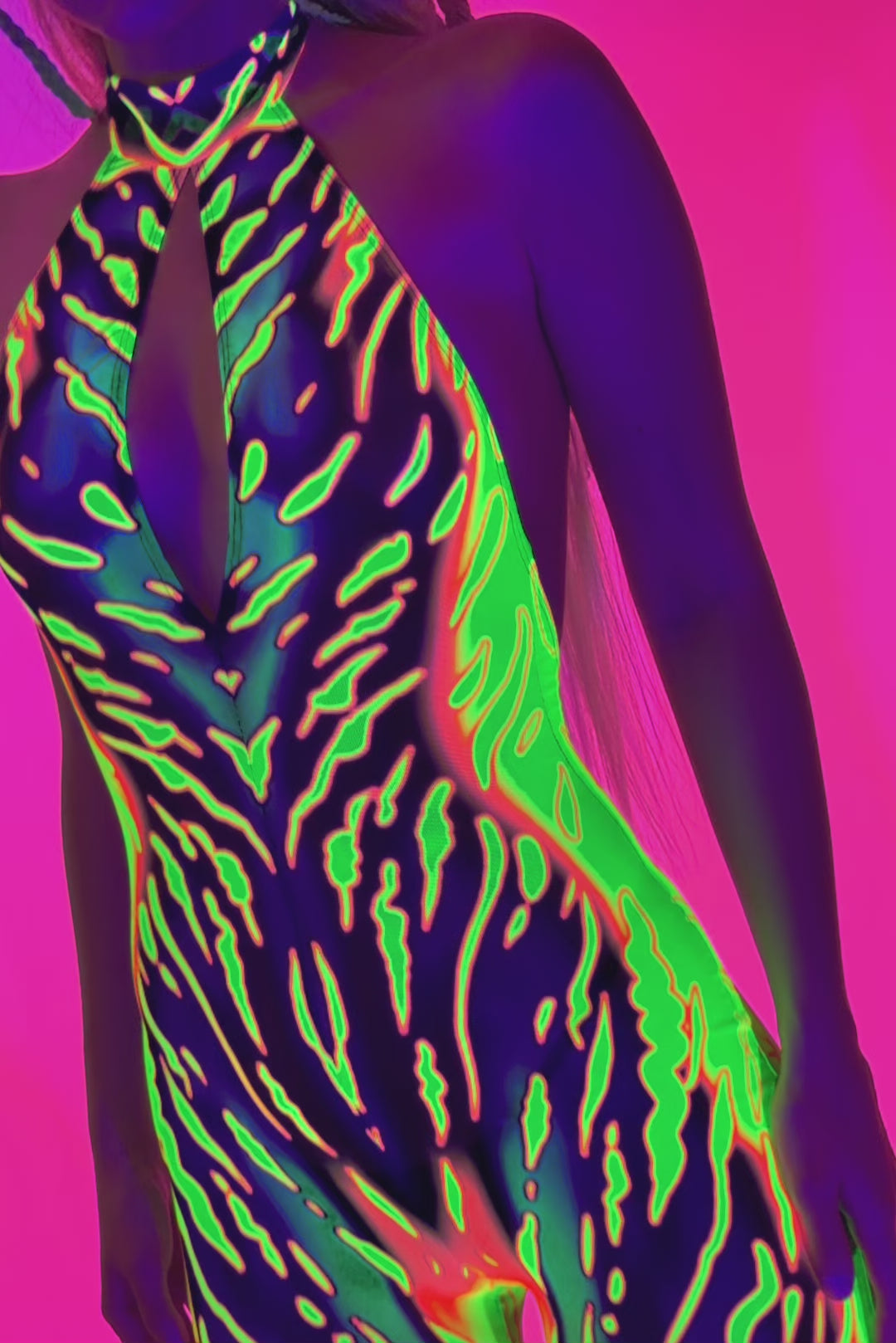 BADINKA Heightened Instinct Toxic Mesh Halter Romper Bare-back, bell-bottoms, halter-neck