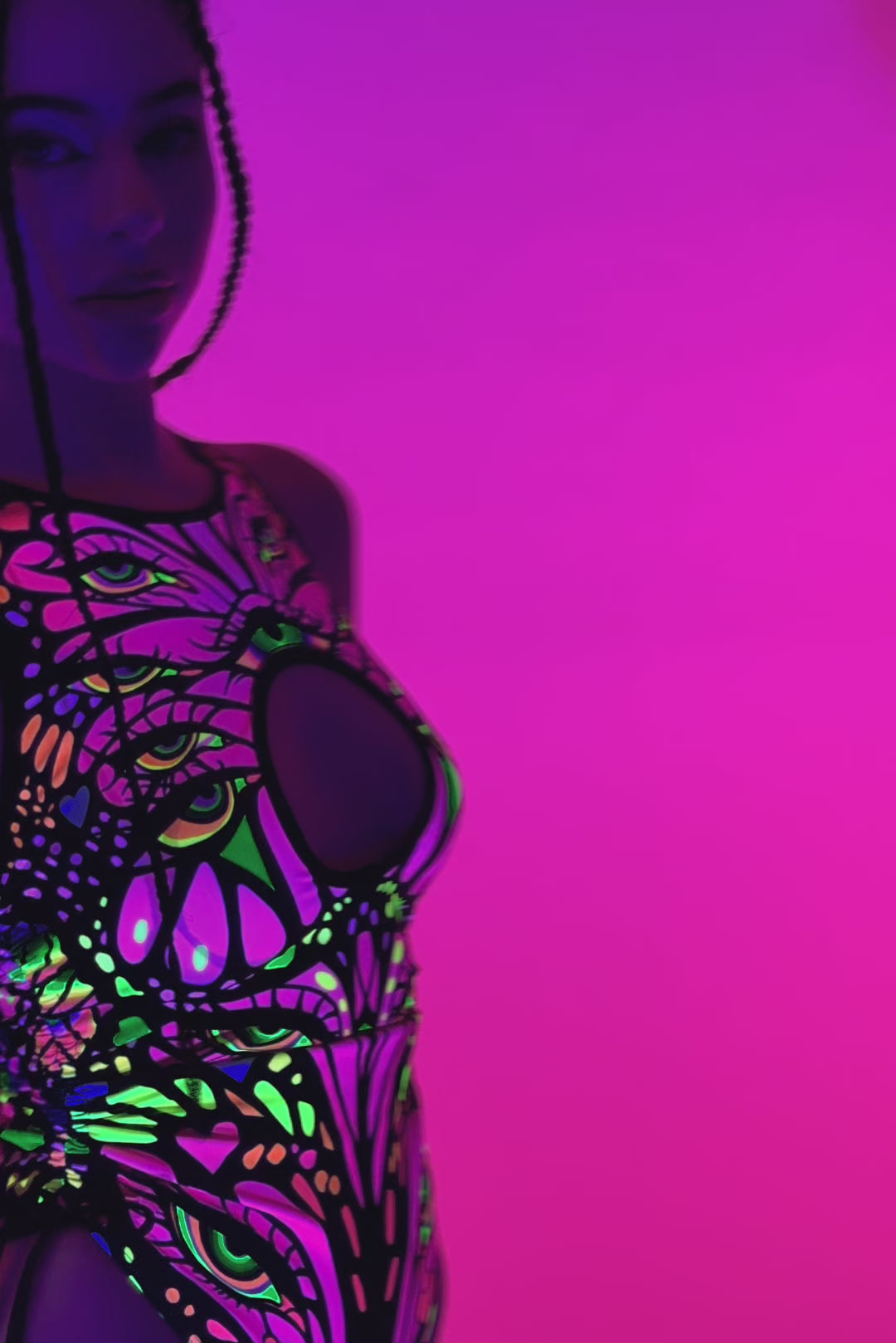BADINKA Blink Twice Drawstring Bodysuit Neon-uv, psychedelic