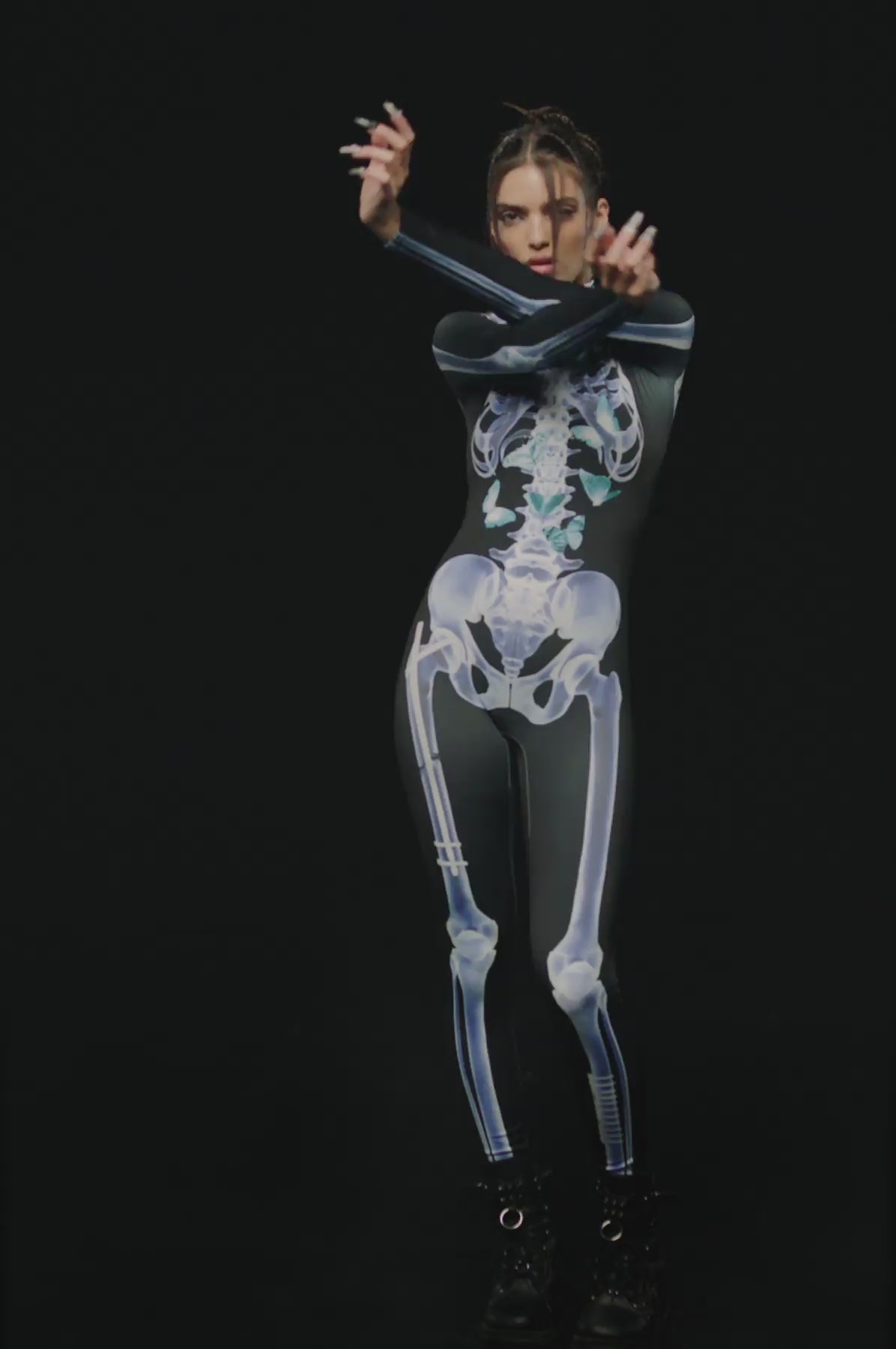 BADINKA X-Ray Skeleton Costume Black, blue