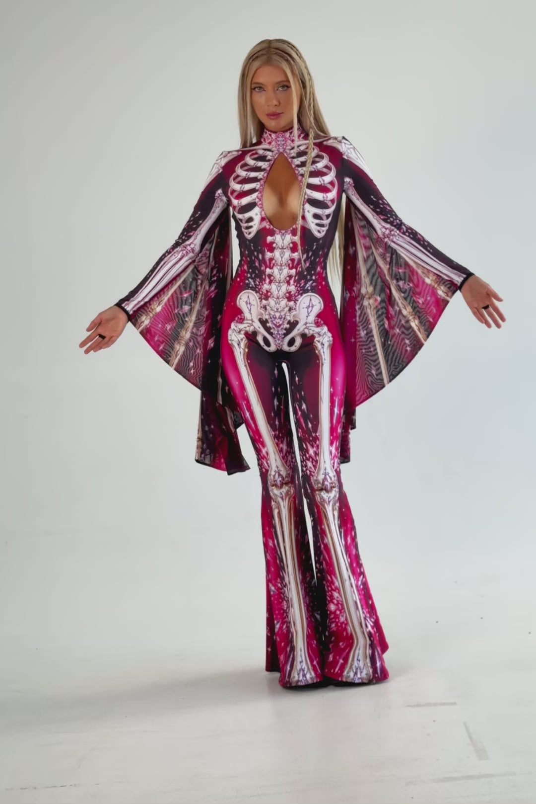 BADINKA Gone But Gorgeous Flared Winged Catsuit Bell-bottoms, cut-out