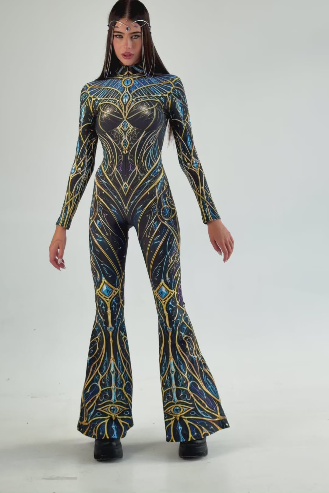 BADINKA Cursed Royalty Bell Bottom Costume Bell-bottoms, front-zip