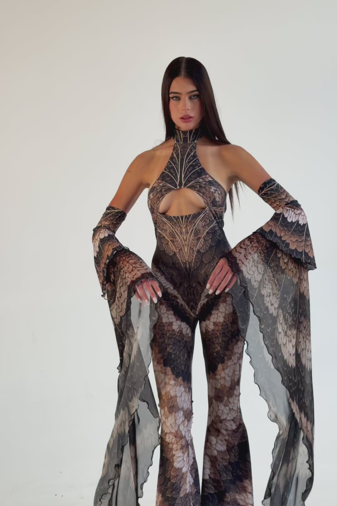 BADINKA Come Closer Halter Jumpsuit Bell-bottoms, cut-out