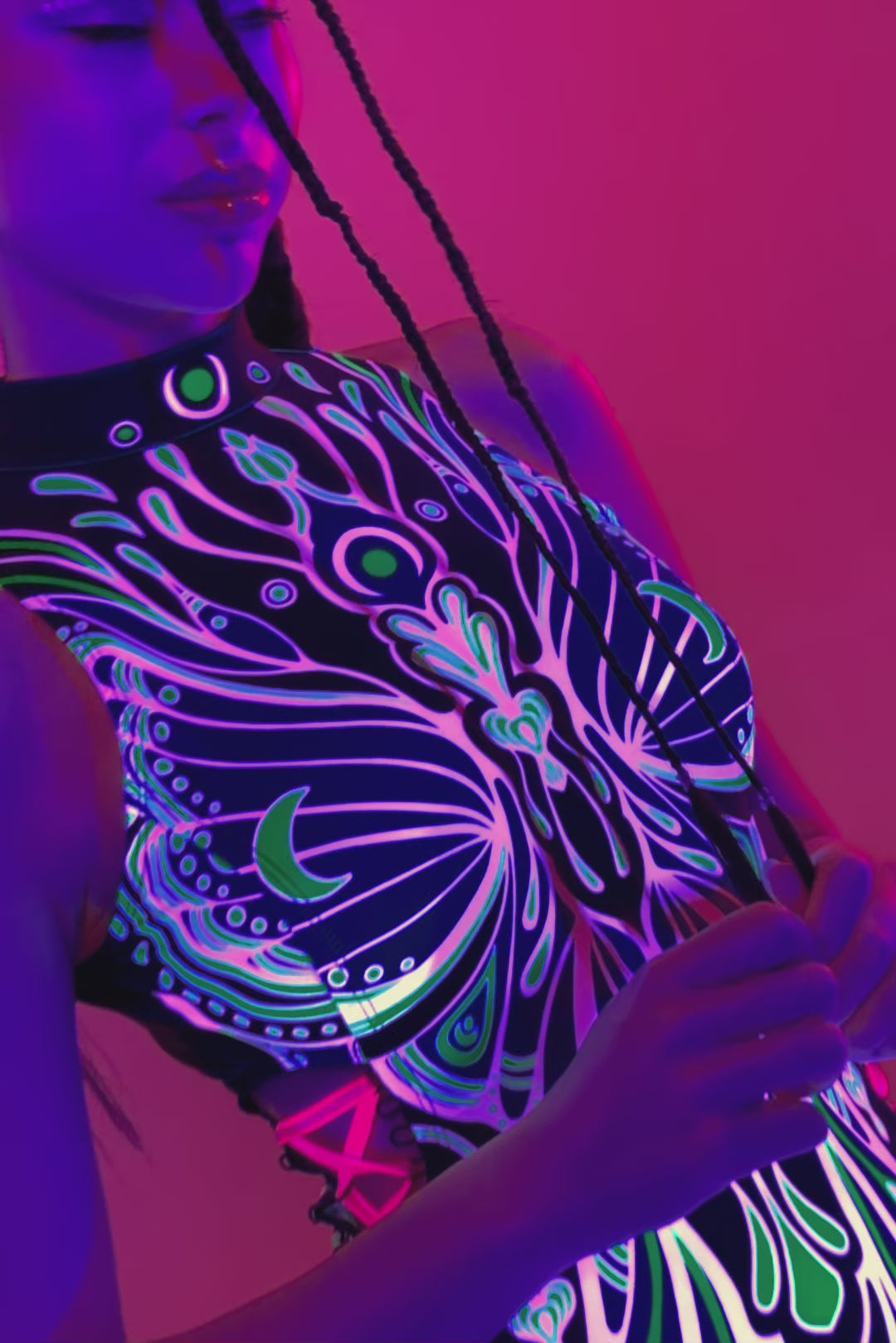 BADINKA Love Zodiac Criss-Cross Slit Dress Neon-uv, psychedelic