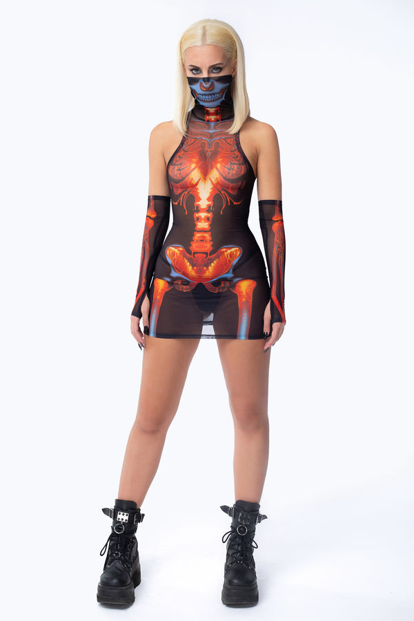 Solar Flare Kleid mit hohem Kragen