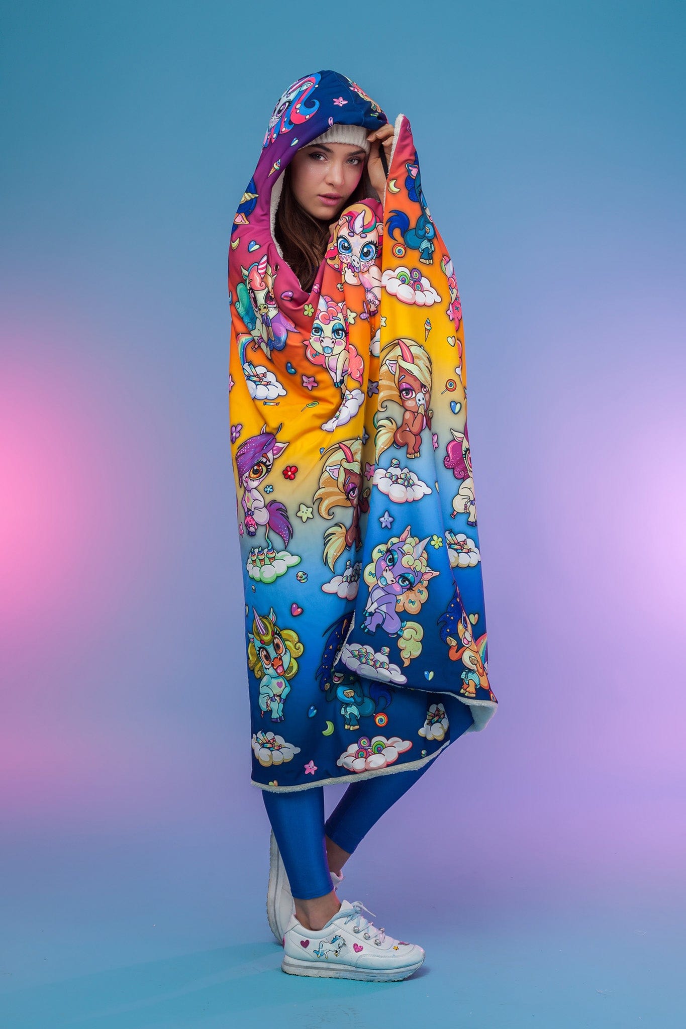 Cuteness Overload Hooded Rainbow Blanket Blankets >> BADINKA