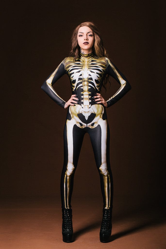 Graveyard Skeleton Costume Bodysuit >> BADINKA