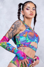 Kaleidoscopic Bloom Long Belt Hooded Top - BADINKA