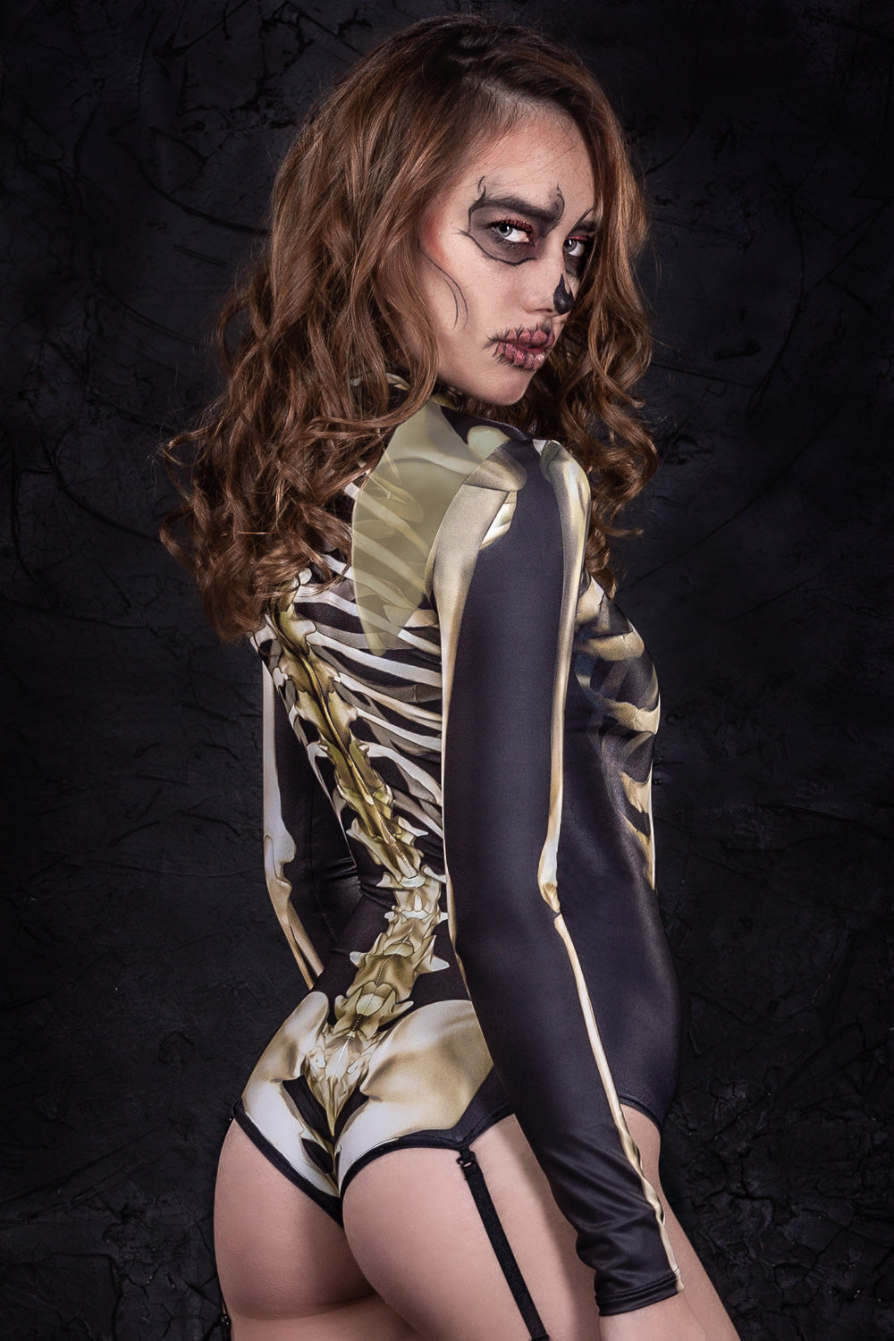 Graveyard Skeleton Garter Bodysuit Bodysuit >> BADINKA