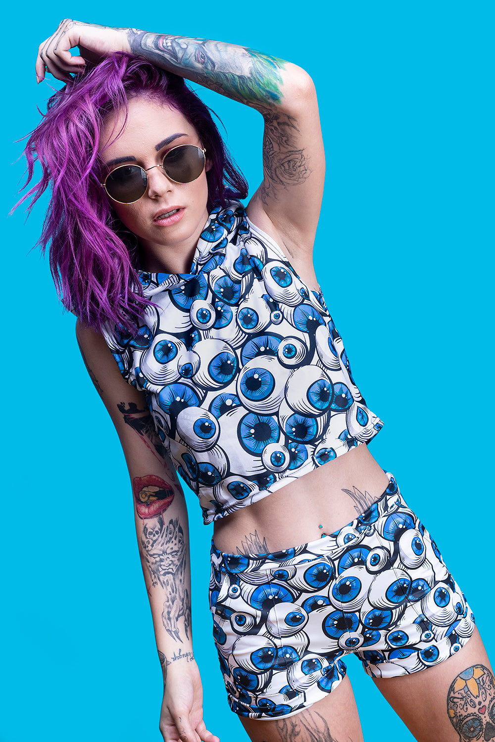 Eyeballz Blue Hooded Top TOP >> BADINKA