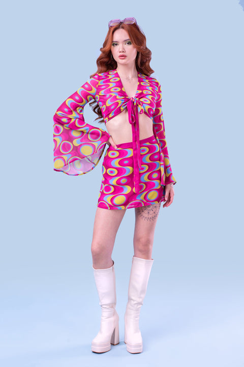 Junebug Magenta Bell Sleeve Tied Top