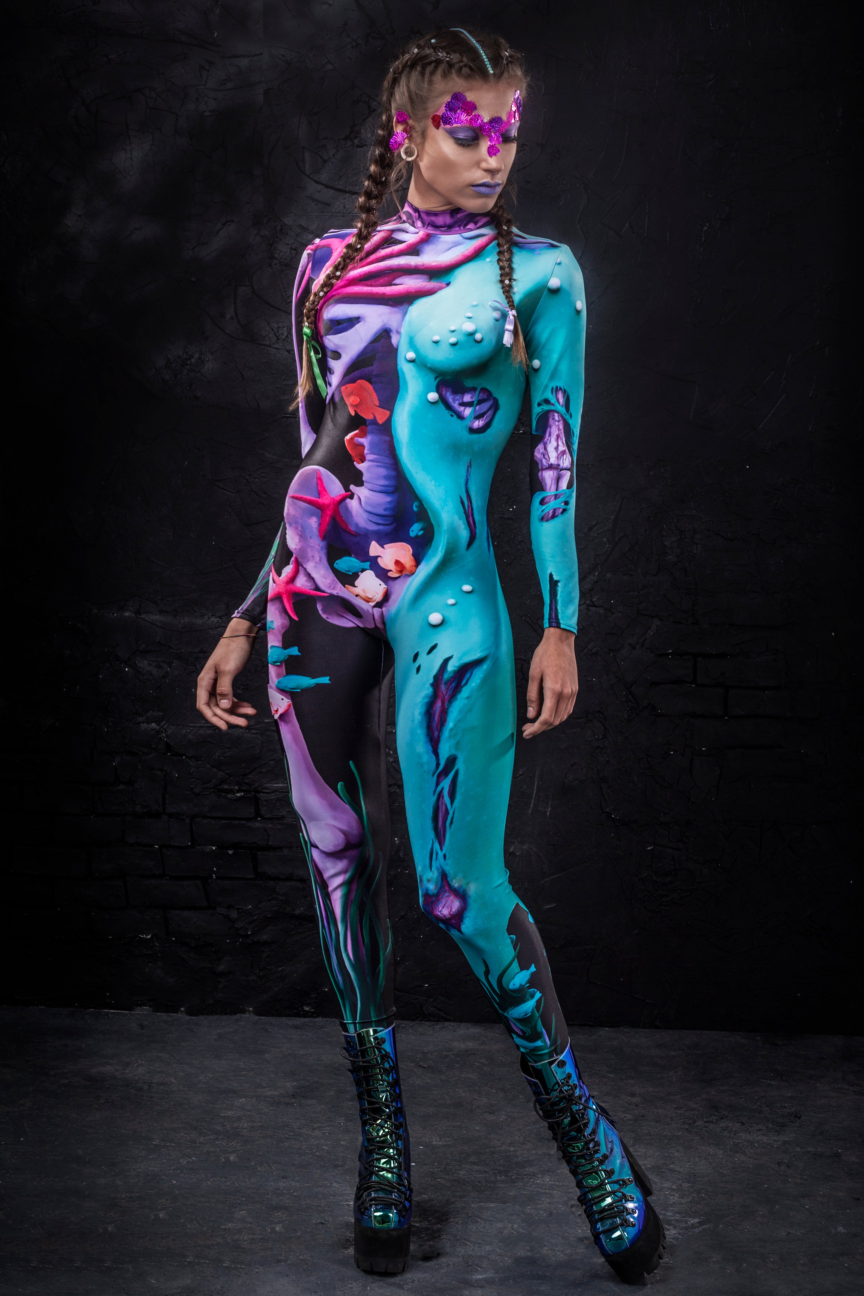 Sea Serpent Mermaid Costume Bodysuit >> BADINKA