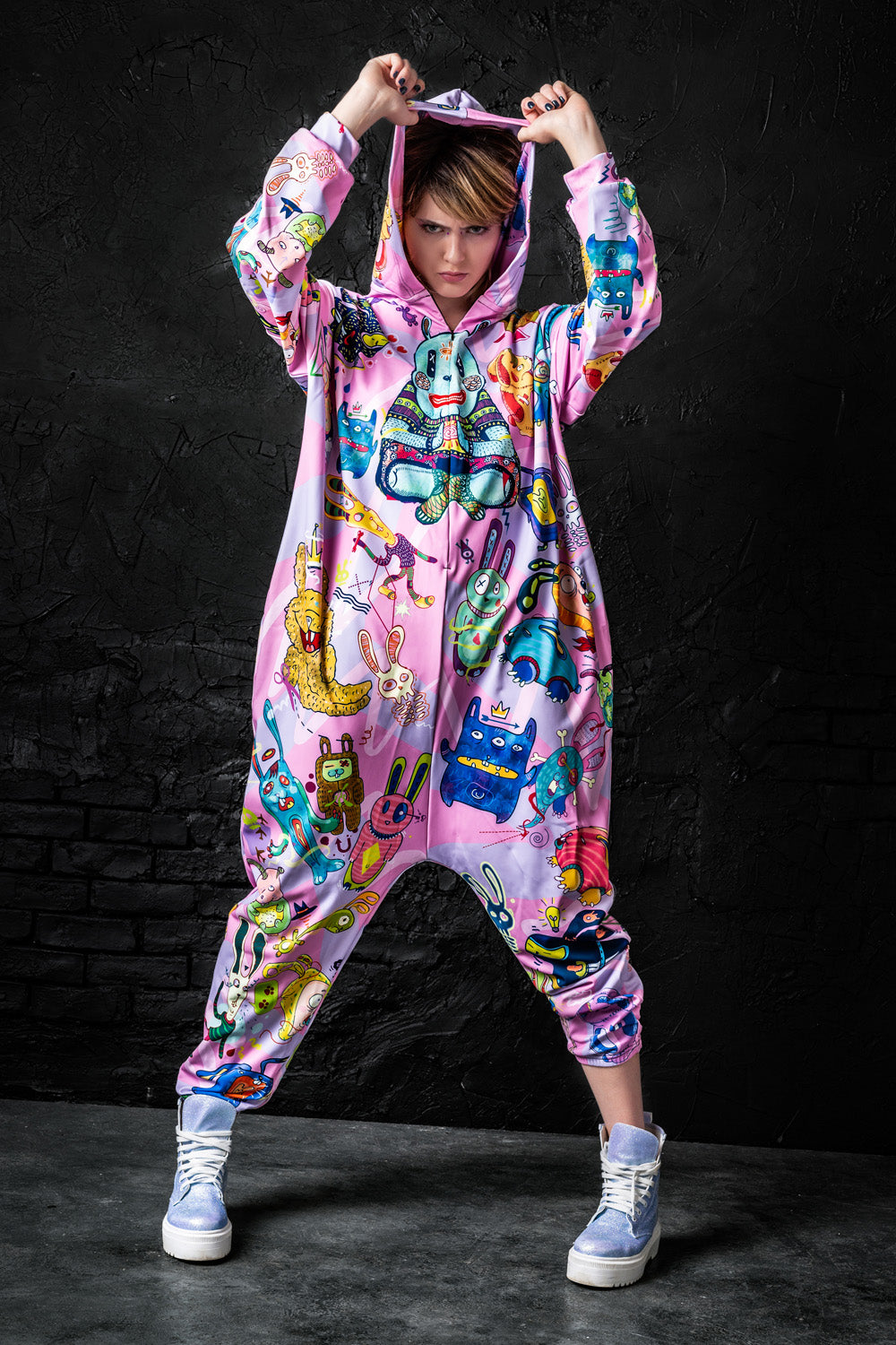 Rabbidelic Pink Onesie Onesies >> BADINKA