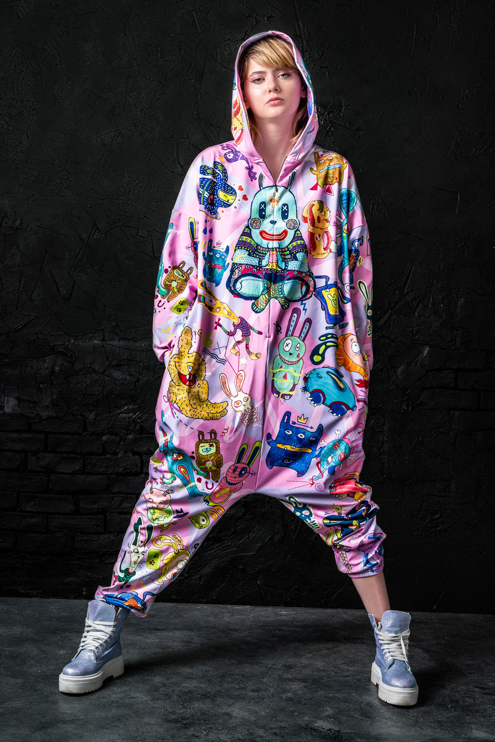 Rabbidelic Pink Onesie Onesies >> BADINKA