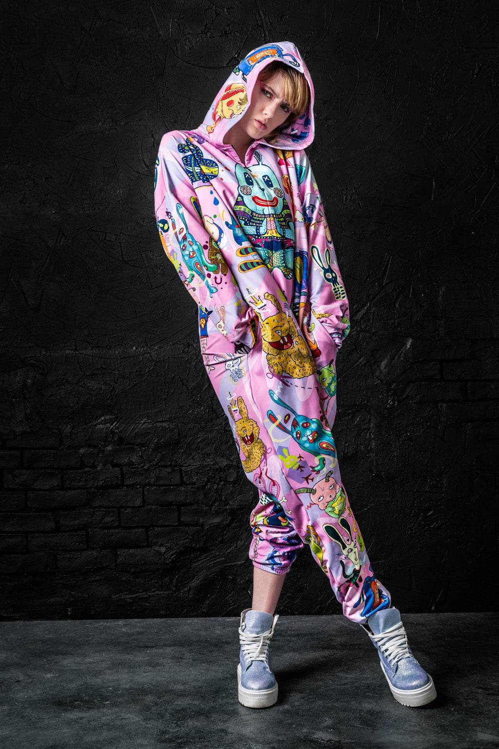 Rabbidelic Pink Onesie Onesies >> BADINKA