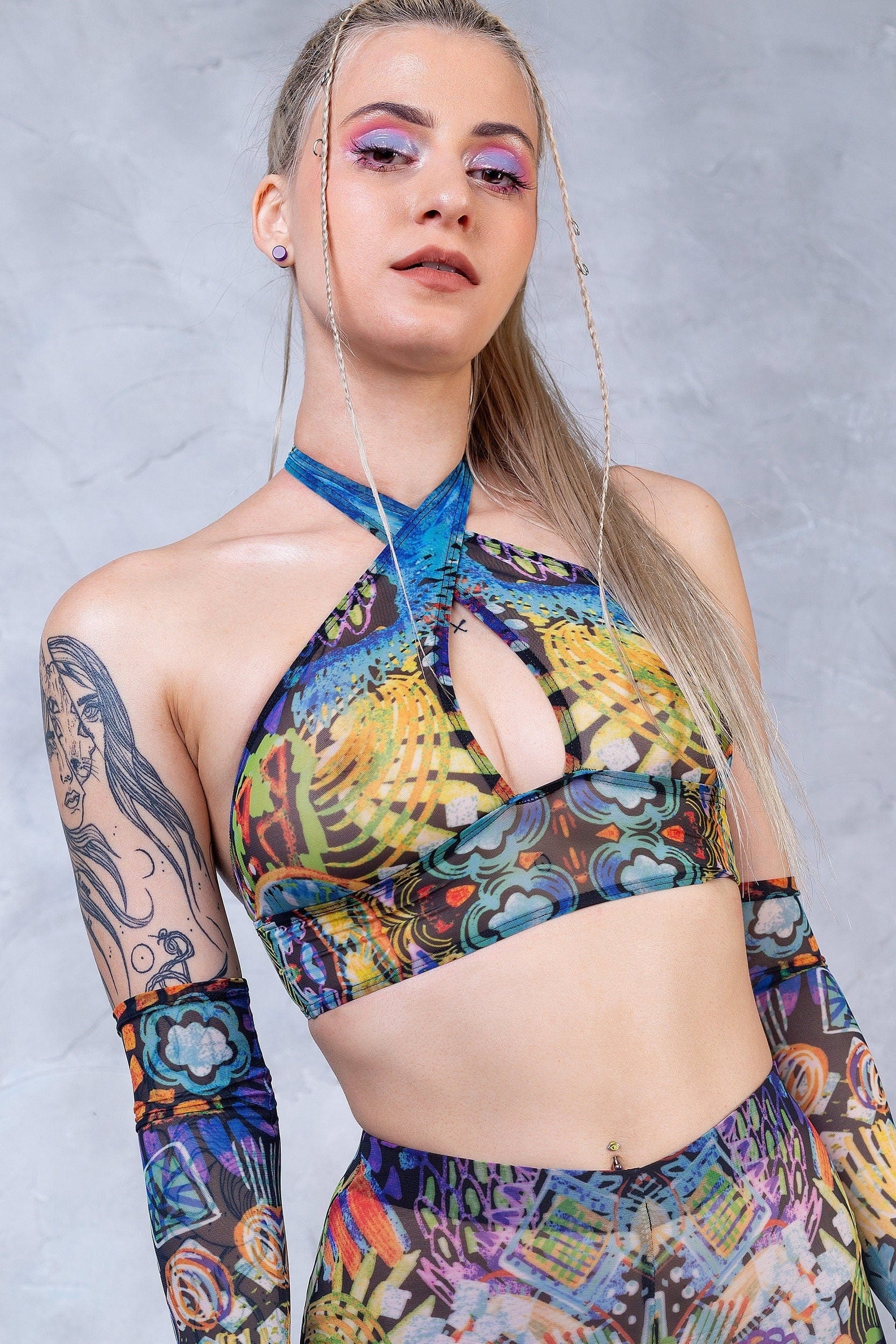 Delirium Halter Criss Cross Mesh Top - BADINKA