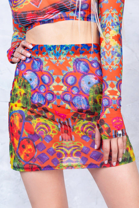 Tropical Punch Mesh Rave Skirt