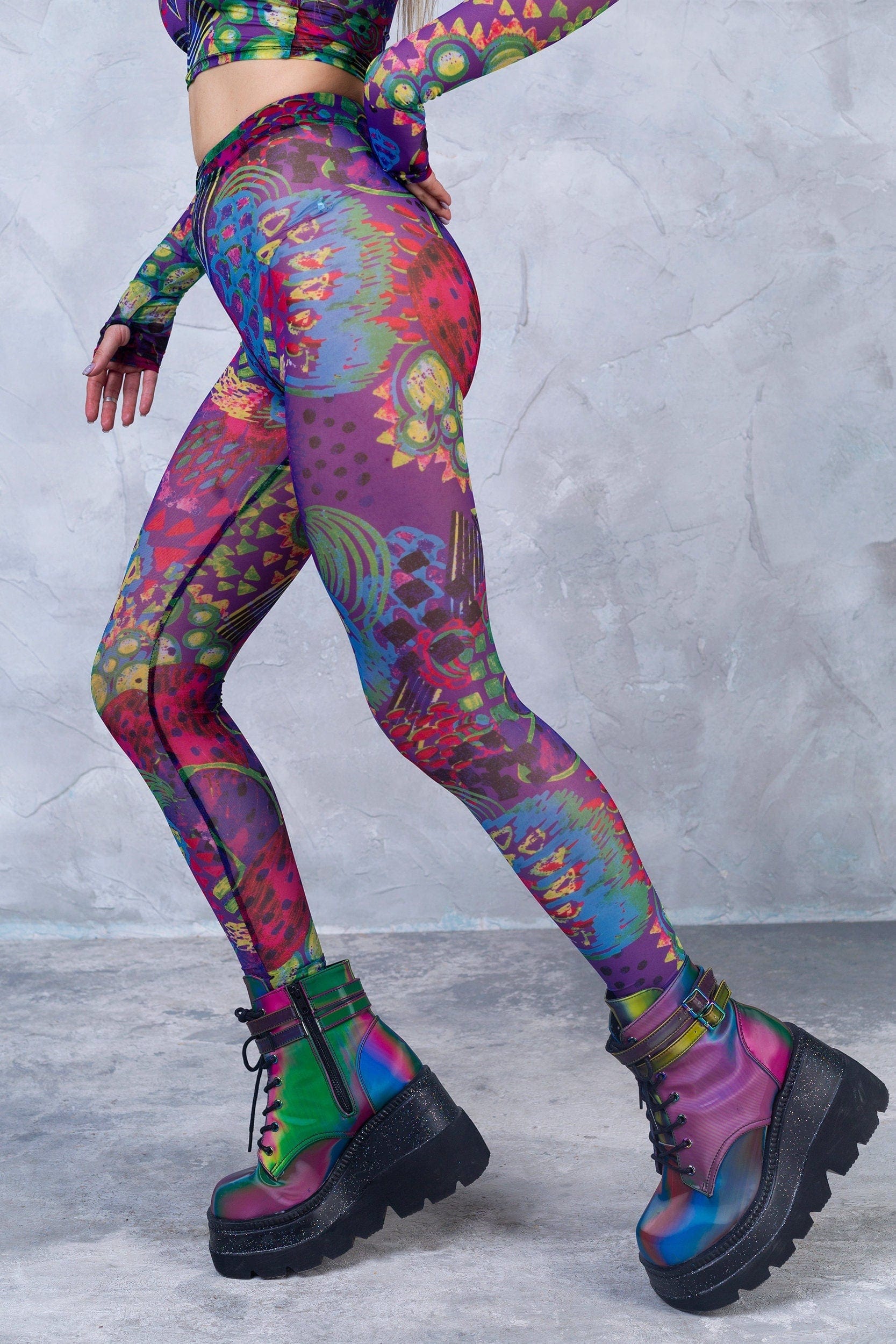 RTSHINE Women's Stylish Mesh Pattern Print Leggings for Fitness Traini –  Divine Inspiration Styles