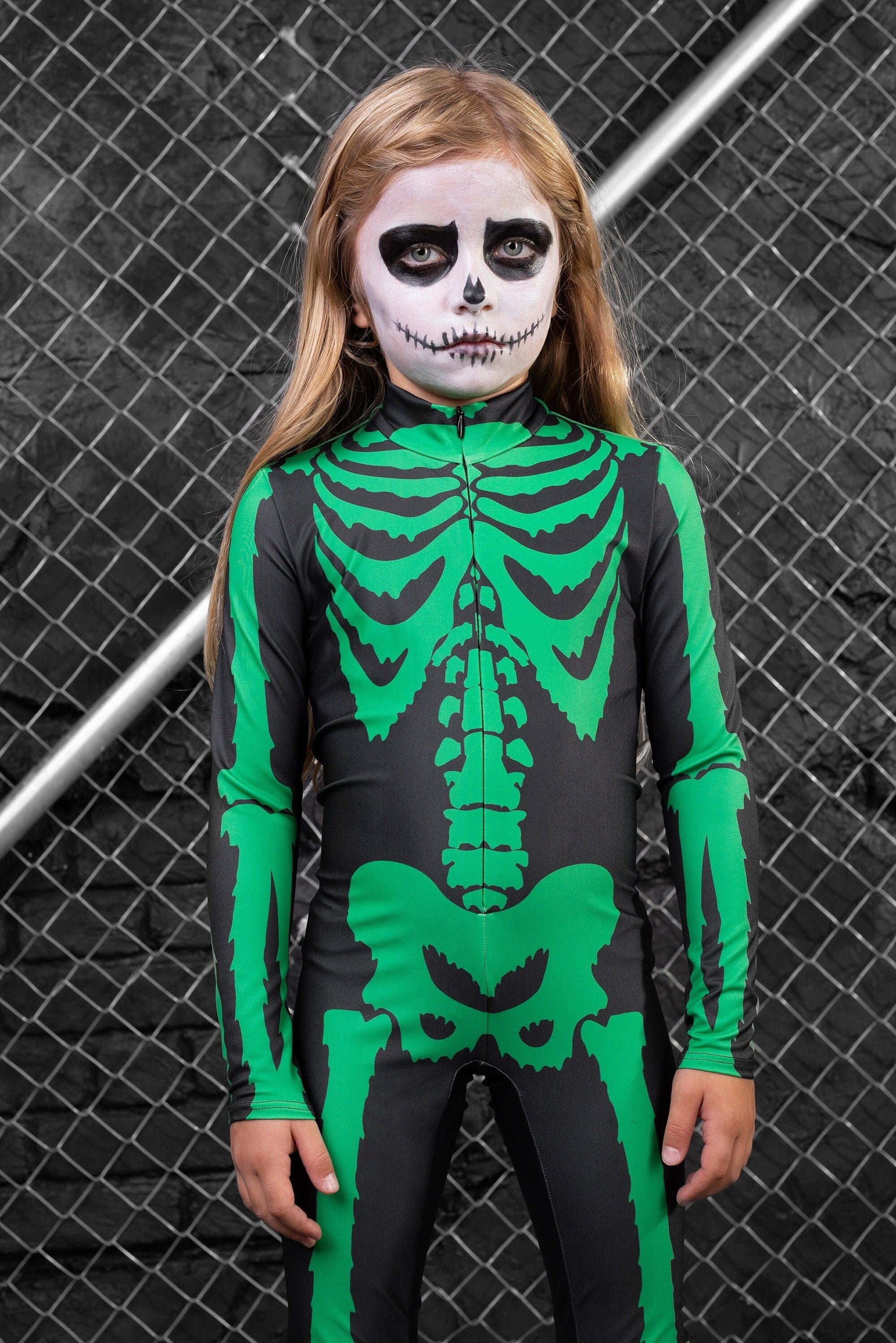 Girls Green Skull Costume